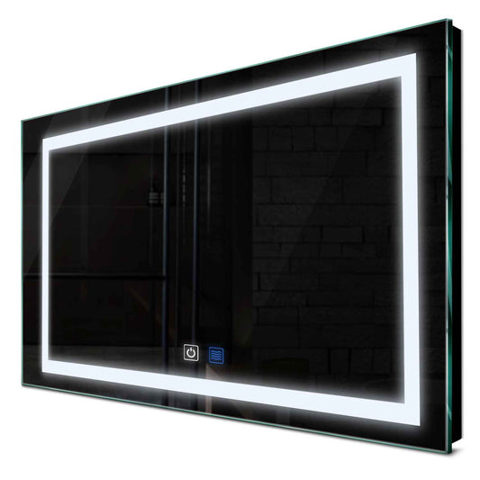 Oglinda LED orizontala cu lumina LED rece Gama Salono Model 1 cu butoane touch si dezaburire - Reyze