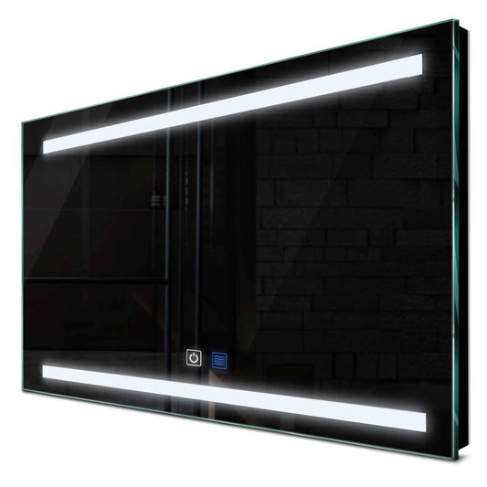 Oglinda LED orizontala cu lumina LED rece Gama Salono Model 4 cu butoane touch si dezaburire - Reyze