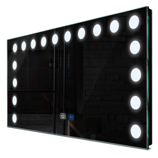 Oglinda LED orizontala cu lumina LED rece Gama Salono Model 6 cu butoane touch si dezaburire - Reyze
