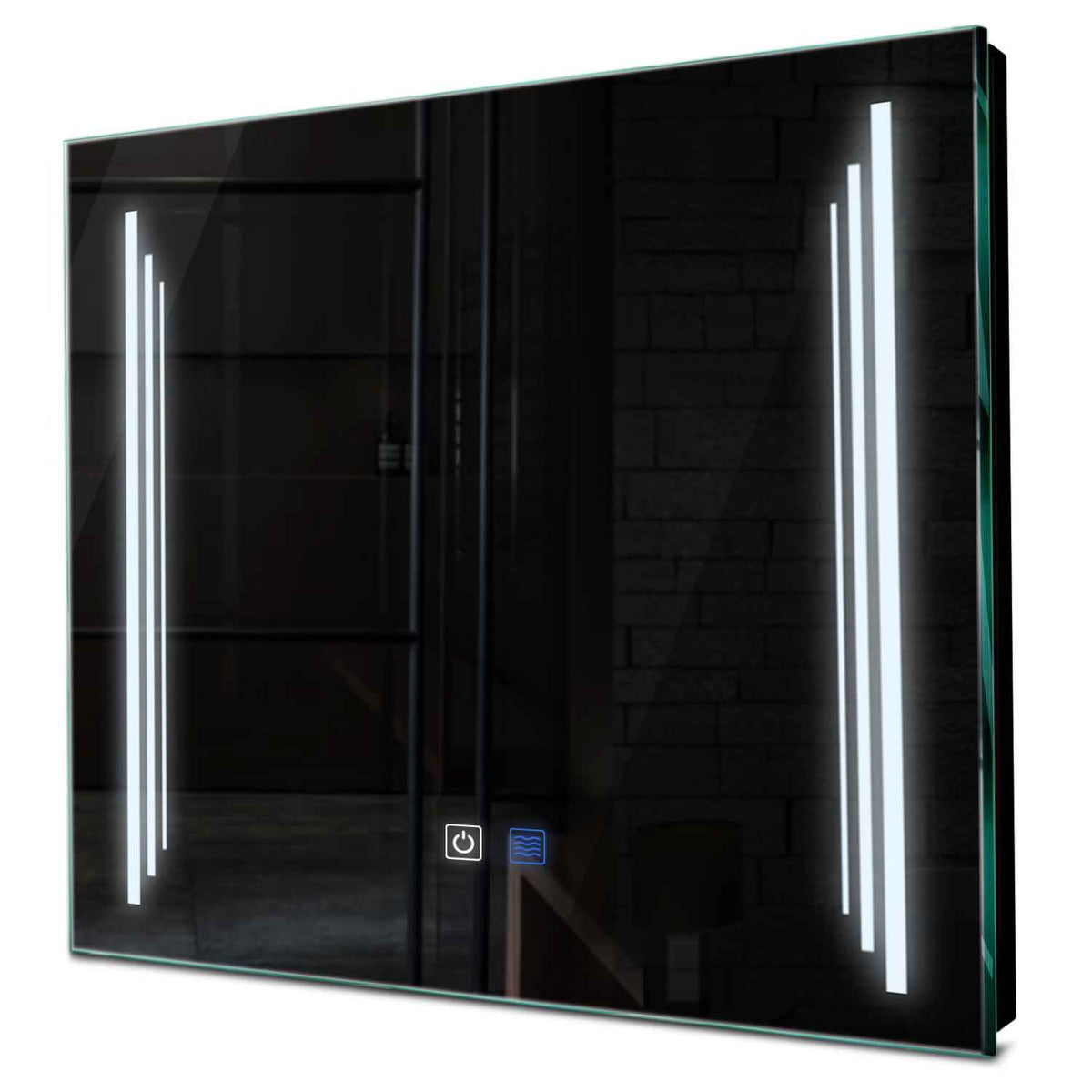 Oglinda LED patrata cu lumina LED rece Gama Salono Model 8 cu butoane touch si dezaburire - Reyze