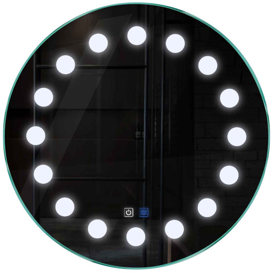 Oglinda LED rotunda cu lumina LED rece Gama Salono Model 6 cu butoane touch si dezaburire - Reyze