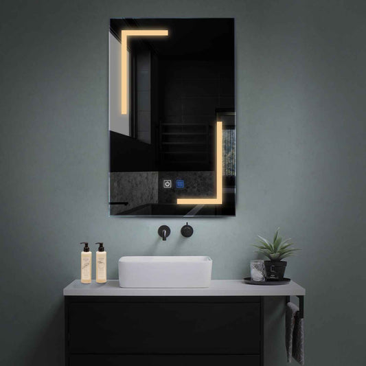 Oglinda LED verticala cu lumina LED calda Gama Salono Model 3 cu butoane touch si dezaburire - Reyze