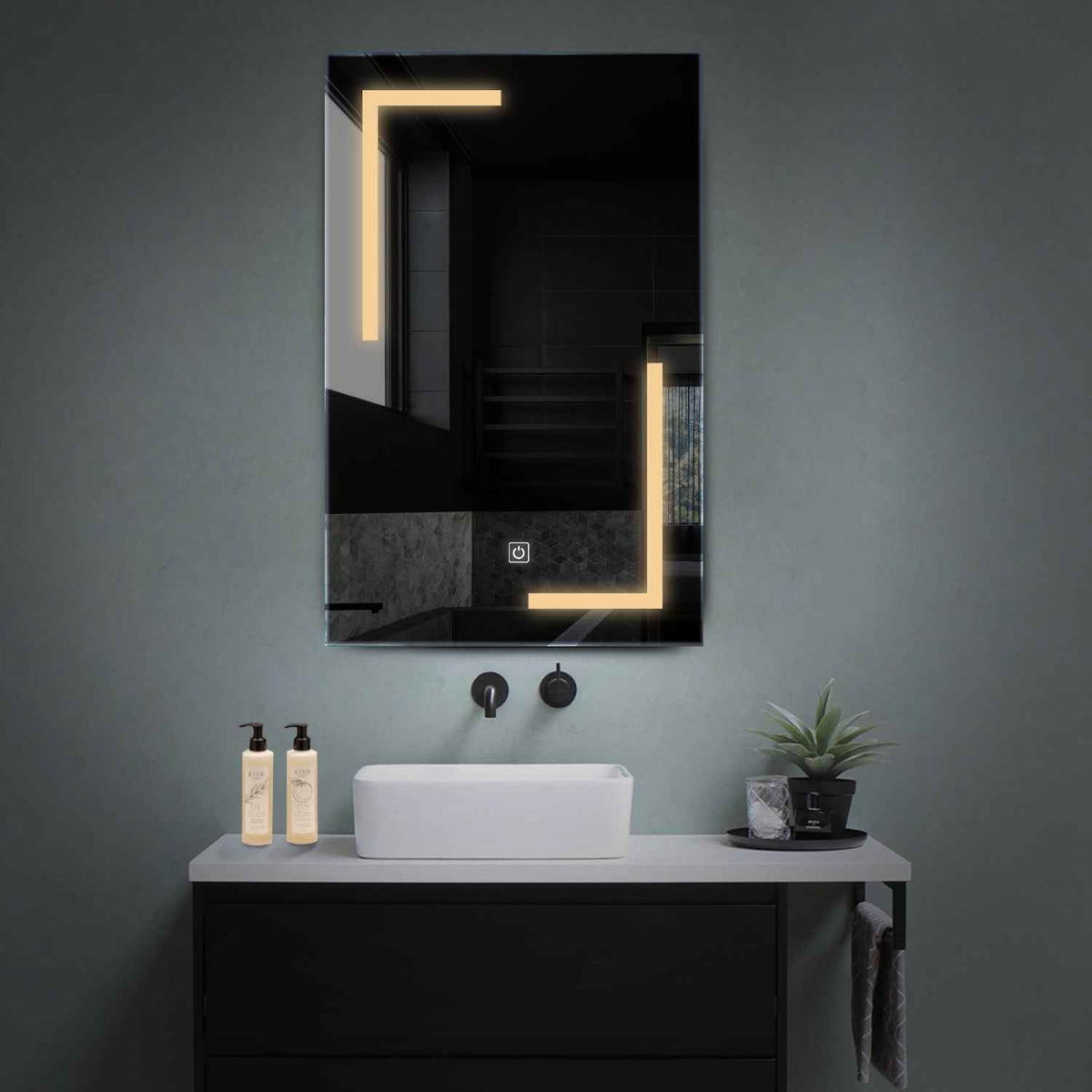 Oglinda LED Verticala, Touch LED, Dimare, LED 3000K Cald - Gama Salono Model 3