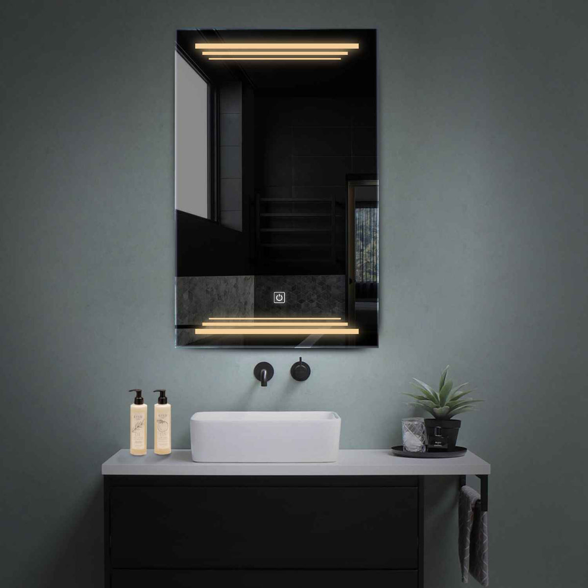 Oglinda LED Verticala, Touch LED, Dimare, LED 3000K Cald - Gama Salono Model 7
