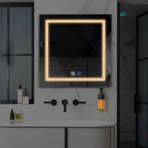 Oglinda LED Patrata, Touch LED, Dimare, Dezaburire, LED 3000K Cald - Gama Salono Model 1