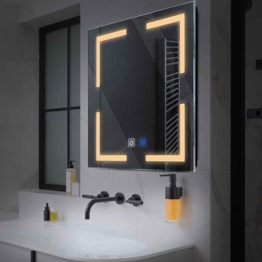Oglinda LED Patrata, Touch LED, Dimare, Dezaburire, LED 3000K Cald - Gama Salono Model 2