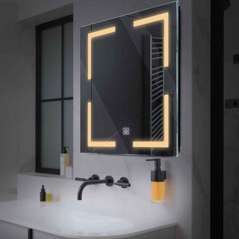 Oglinda LED Patrata, Touch LED, Dimare, LED 3000K Cald - Gama Salono Model 2