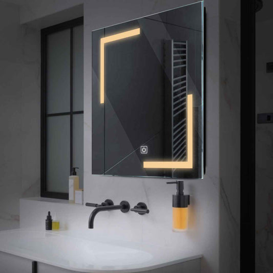 Oglinda LED Patrata, Touch LED, Dimare, LED 3000K Cald - Gama Salono Model 3