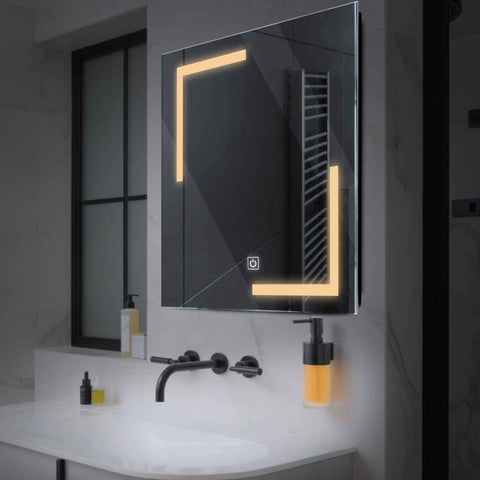 Oglinda LED Patrata, Touch LED, Dimare, LED 3000K Cald - Gama Salono Model 3