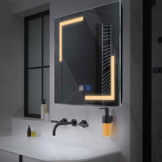 Oglinda LED Patrata, Touch LED, Dimare, Dezaburire, LED 3000K Cald - Gama Salono Model 3
