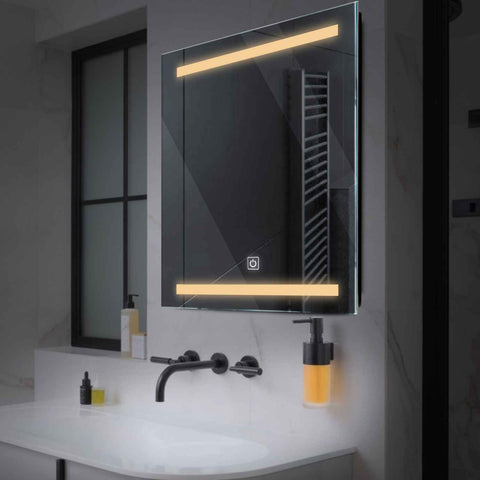 Oglinda LED Patrata, Touch LED, Dimare, LED 3000K Cald - Gama Salono Model 4