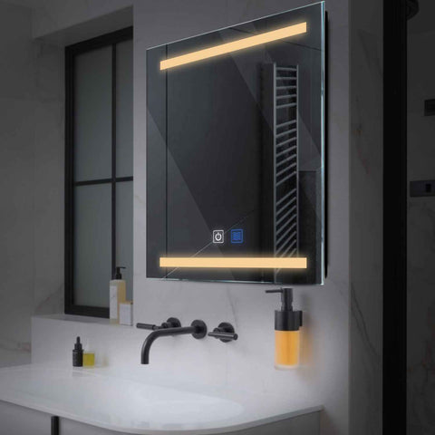 Oglinda LED Patrata, Touch LED, Dimare, Dezaburire, LED 3000K Cald - Gama Salono Model 4
