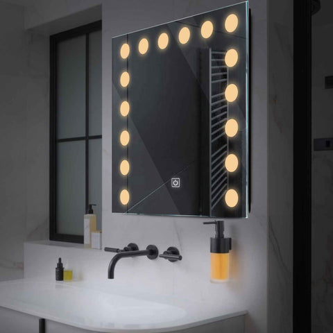 Oglinda LED Patrata, Touch LED, Dimare, LED 3000K Cald - Gama Salono Model 6
