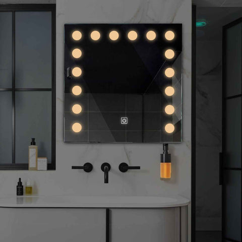 Oglinda LED Patrata, Touch LED, Dimare, LED 3000K Cald - Gama Salono Model 6
