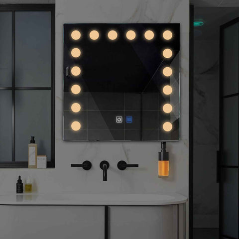 Oglinda LED Patrata, Touch LED, Dimare, Dezaburire, LED 3000K Cald - Gama Salono Model 6
