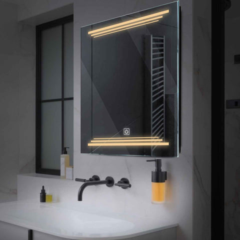 Oglinda LED Patrata, Touch LED, Dimare, LED 3000K Cald - Gama Salono Model 7