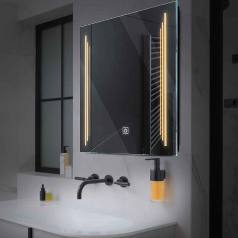 Oglinda LED Patrata, Touch LED, Dimare, LED 3000K Cald - Gama Salono Model 8