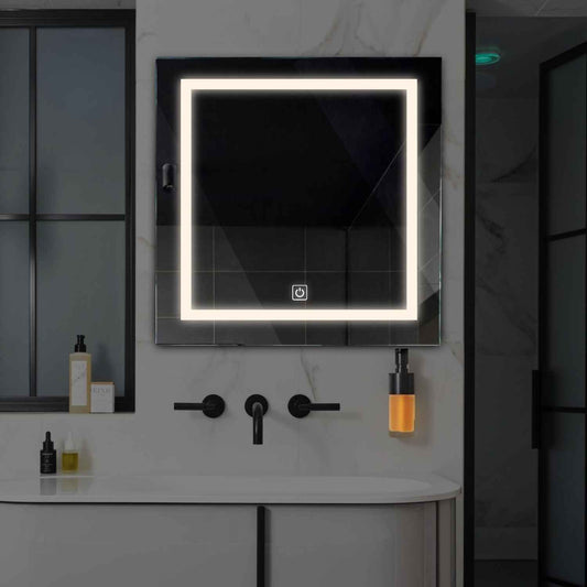 Oglinda LED patrata cu lumina LED neutra Gama Salono Model 1 cu buton touch - Reyze