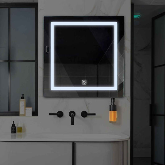 Oglinda LED patrata cu lumina LED rece Gama Salono Model 1 cu buton touch - Reyze