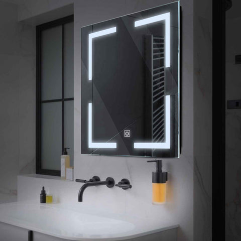 Oglinda LED Patrata, Touch LED, Dimare, LED 6000K Rece - Gama Salono Model 2