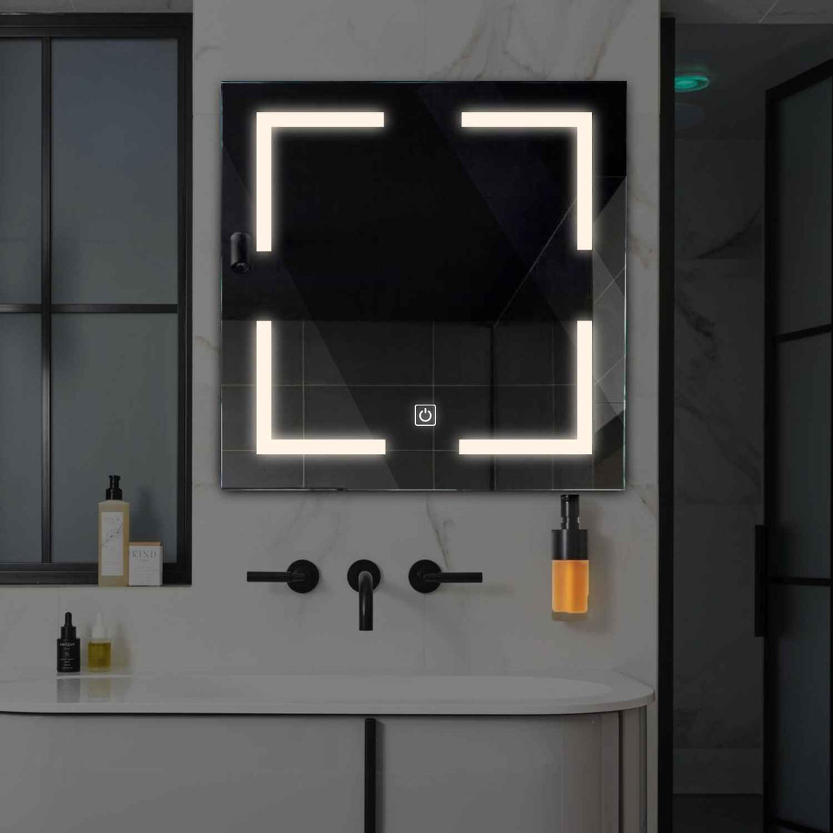 Oglinda LED Patrata, Touch LED, Dimare, LED 4000K Neutru - Gama Salono Model 2