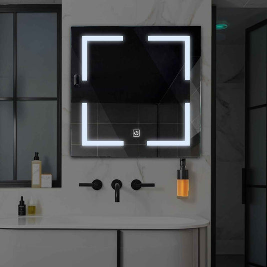 Oglinda LED patrata cu lumina LED rece Gama Salono Model 2 cu buton touch - Reyze