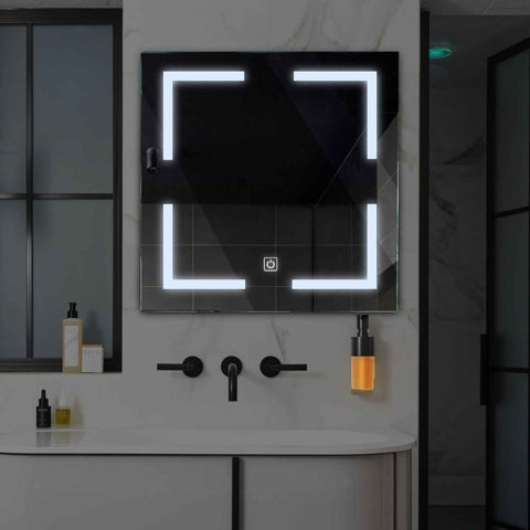 Oglinda LED Patrata, Touch LED, Dimare, LED 6000K Rece - Gama Salono Model 2