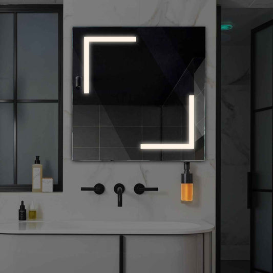 Oglinda LED patrata cu lumina LED neutra Gama Salono Model 3 fara butoane - Reyze