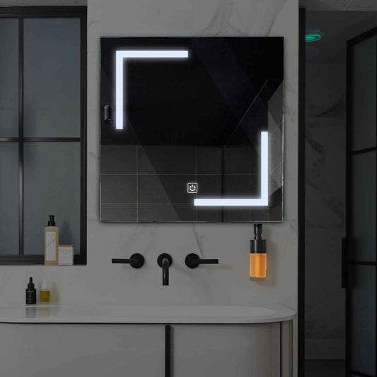 Oglinda LED patrata cu lumina LED rece Gama Salono Model 3 cu buton touch - Reyze