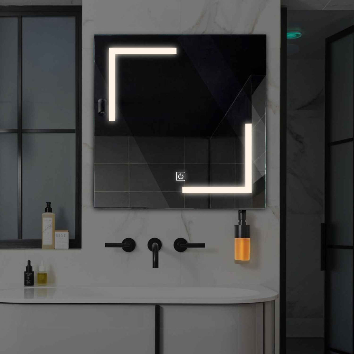 Oglinda LED Patrata, Touch LED, Dimare, LED 4000K Neutru - Gama Salono Model 3