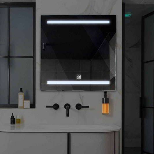 Oglinda LED patrata cu lumina LED rece Gama Salono Model 4 cu buton touch - Reyze