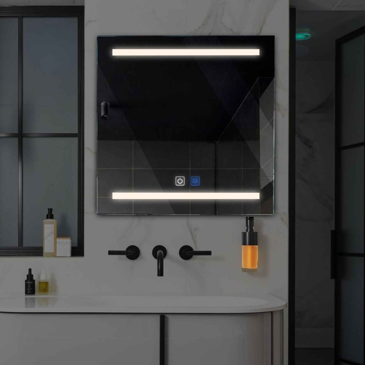 Oglinda LED Patrata, Touch LED, Dimare, Dezaburire, LED 4000K Neutru - Gama Salono Model 4