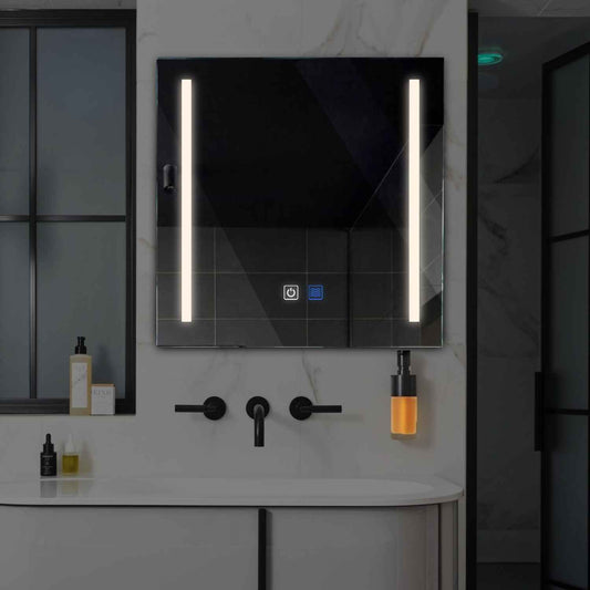 Oglinda LED patrata cu lumina LED neutra Gama Salono Model 5 cu butoane touch si dezaburire - Reyze