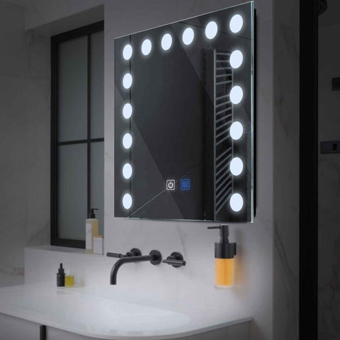 Oglinda LED Patrata, Touch LED, Dimare, Dezaburire, LED 6000K Rece - Gama Salono Model 6