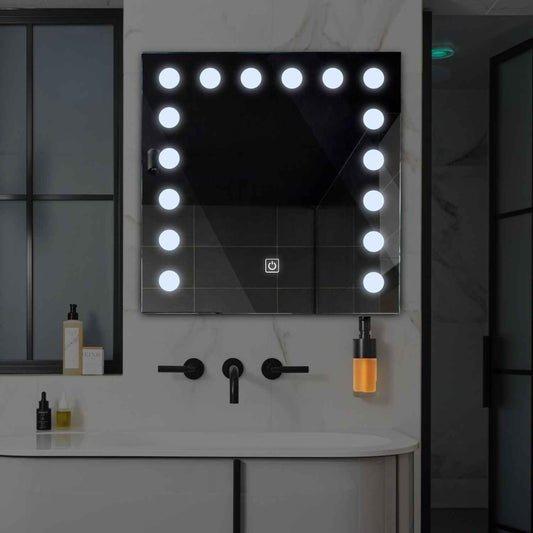 Oglinda LED patrata cu lumina LED rece Gama Salono Model 6 cu buton touch - Reyze