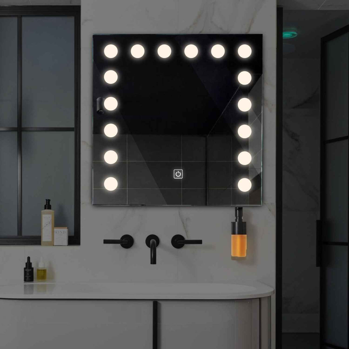 Oglinda LED Patrata, Touch LED, Dimare, LED 4000K Neutru - Gama Salono Model 6