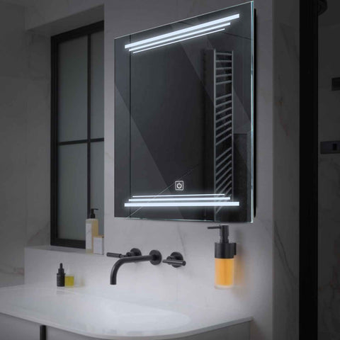 Oglinda LED Patrata, Touch LED, Dimare, LED 6000K Rece - Gama Salono Model 7