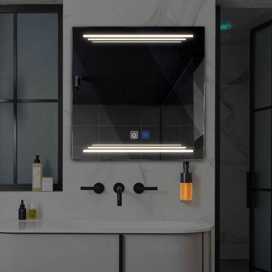 Oglinda LED patrata cu lumina LED neutra Gama Salono Model 7 cu butoane touch si dezaburire - Reyze
