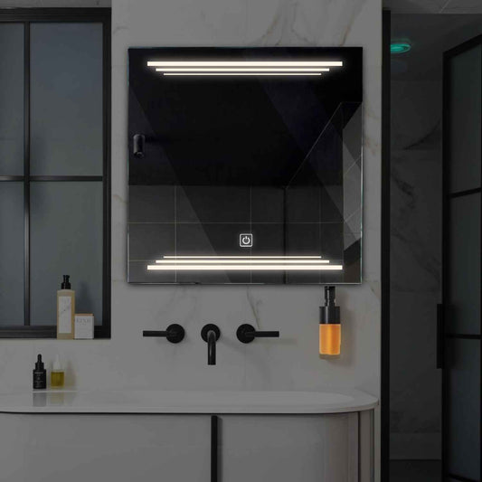 Oglinda LED patrata cu lumina LED neutra Gama Salono Model 7 cu buton touch - Reyze