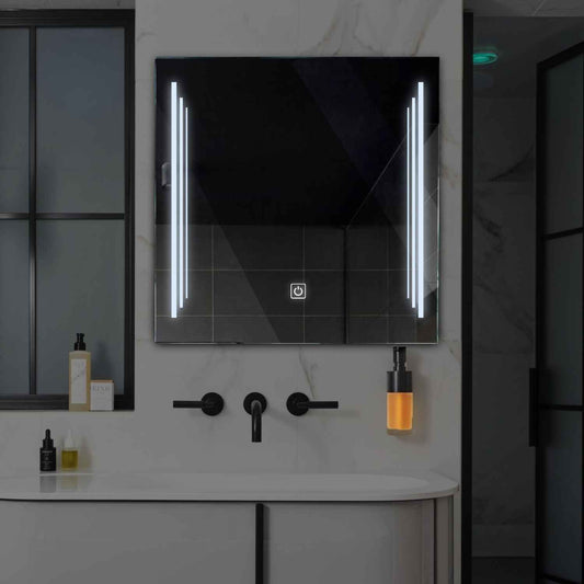 Oglinda LED patrata cu lumina LED rece Gama Salono Model 8 cu buton touch - Reyze