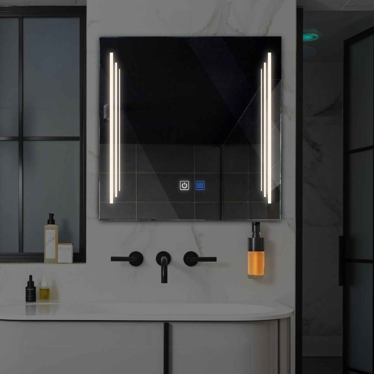 Oglinda LED Patrata, Touch LED, Dimare, Dezaburire, LED 4000K Neutru - Gama Salono Model 8