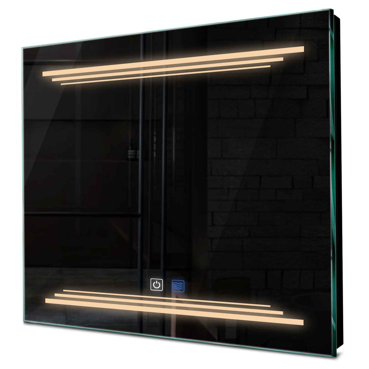 Oglinda LED patrata cu lumina LED calda Gama Salono Model 7 cu butoane touch si dezaburire - Reyze