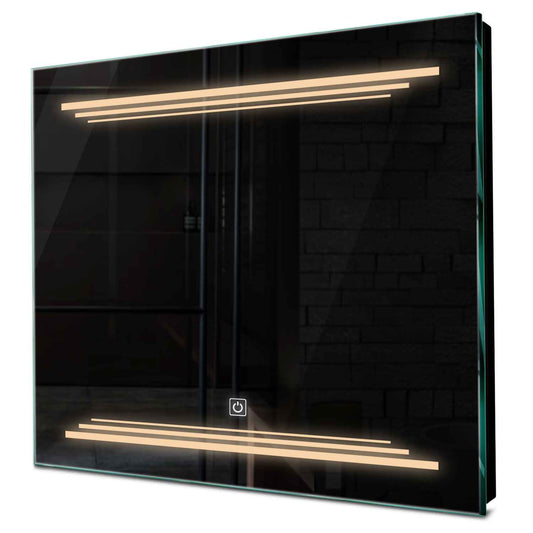 Oglinda LED patrata cu lumina LED calda Gama Salono Model 7 cu buton touch - Reyze