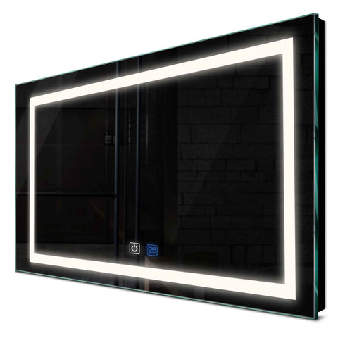 Oglinda LED orizontala 100x80 cm cu lumina LED neutra Gama Salono Model 1 cu butoane touch si dezaburire - Reyze