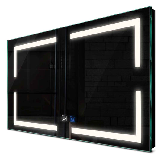 Oglinda LED orizontala cu lumina LED neutra Gama Salono Model 2 cu butoane touch si dezaburire - Reyze