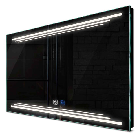 Oglinda LED orizontala 100x80 cm cu lumina LED neutra Gama Salono Model 7 cu butoane touch si dezaburire - Reyze