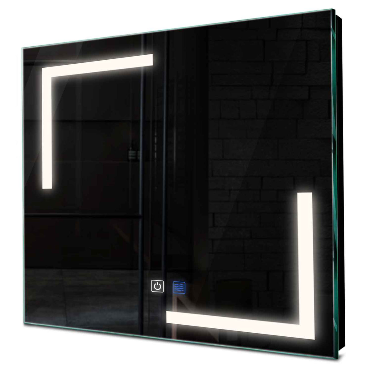 Oglinda LED patrata cu lumina LED neutra Gama Salono Model 3 cu butoane touch si dezaburire - Reyze