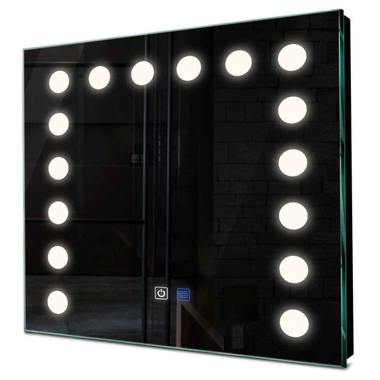 Oglinda LED patrata cu lumina LED neutra Gama Salono Model 6 cu butoane touch si dezaburire - Reyze