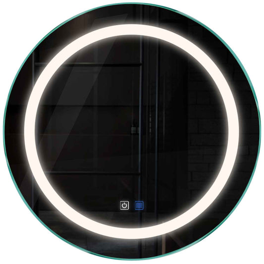 Oglinda LED rotunda cu lumina LED neutra Gama Salono Model 1 cu butoane touch si dezaburire - Reyze
