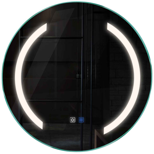 Oglinda LED rotunda cu lumina LED neutra Gama Salono Model 5 cu butoane touch si dezaburire - Reyze